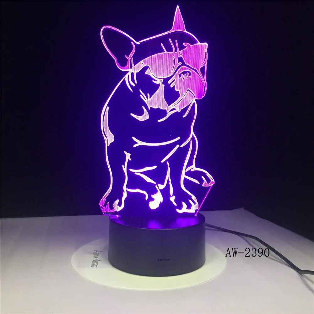3D Французский бульдог светодиодный ночник для питомца щенка собаки с