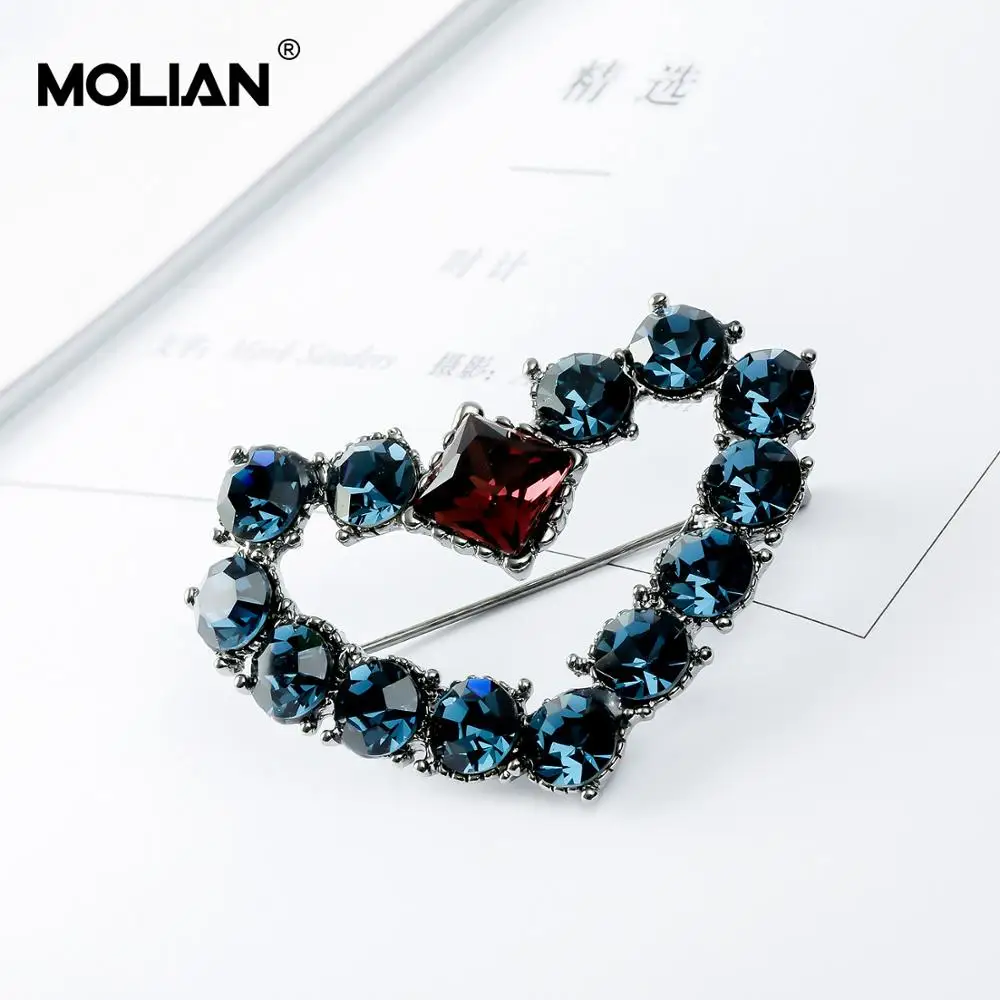 MOLIAN Сердце Брошь кубический цирконий готические булавки серебро медь