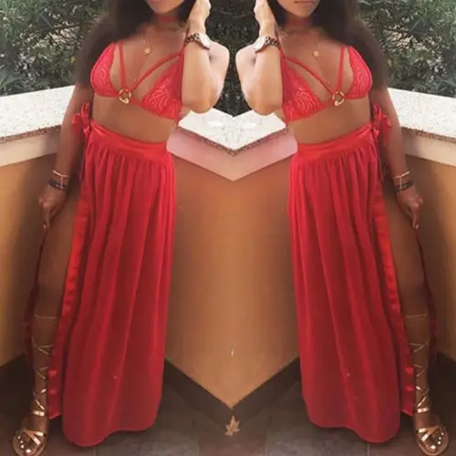 Женская купальная одежда бикини прозрачная пляжная мини-юбка с запахом саронг