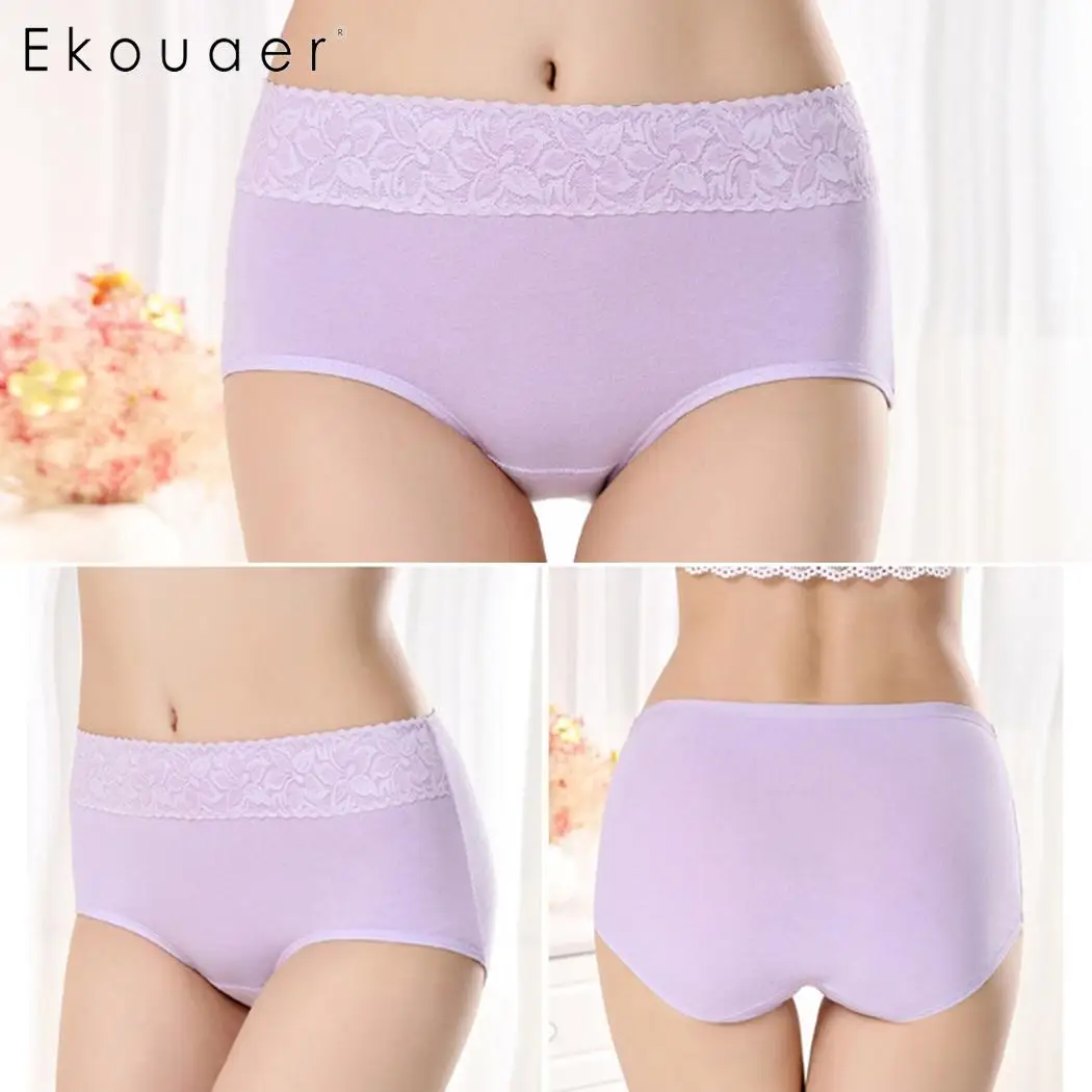 Ekouaer 4 шт./кор. Для женщин трусики 100% хлопоковое Сексуальные трусы мягкие дышащие