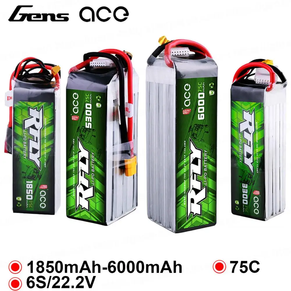 Аккумулятор Gens ace RFly 1850 мАч 3300 5300 6000 6S 22 2 в 75C Max 150C Lipo с разъемом XT60 Deans для Traxxas лодки