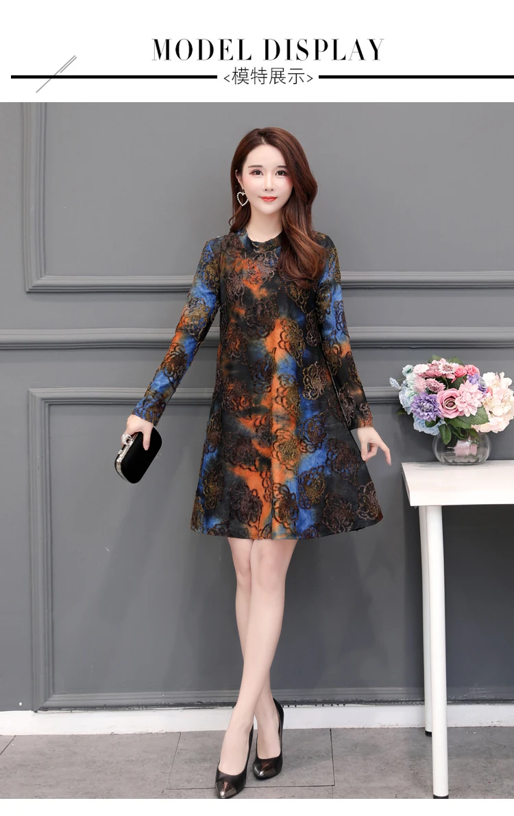 Women Dress Plus Size Long Sleeve Spring Autumn Mom Vintage Shirt Office Formal Elegant Casual Robe Femme Dresses | Женская одежда