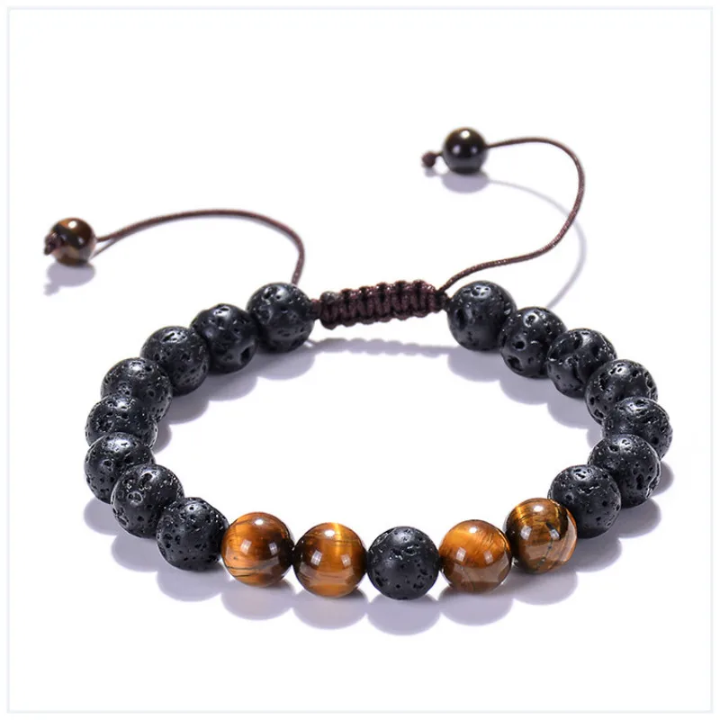 8mm Lava Volcanic Stone Tiger Eye Malachite Beads Bracelet Handmade Weave Strand Charm for Women Men | Украшения и аксессуары