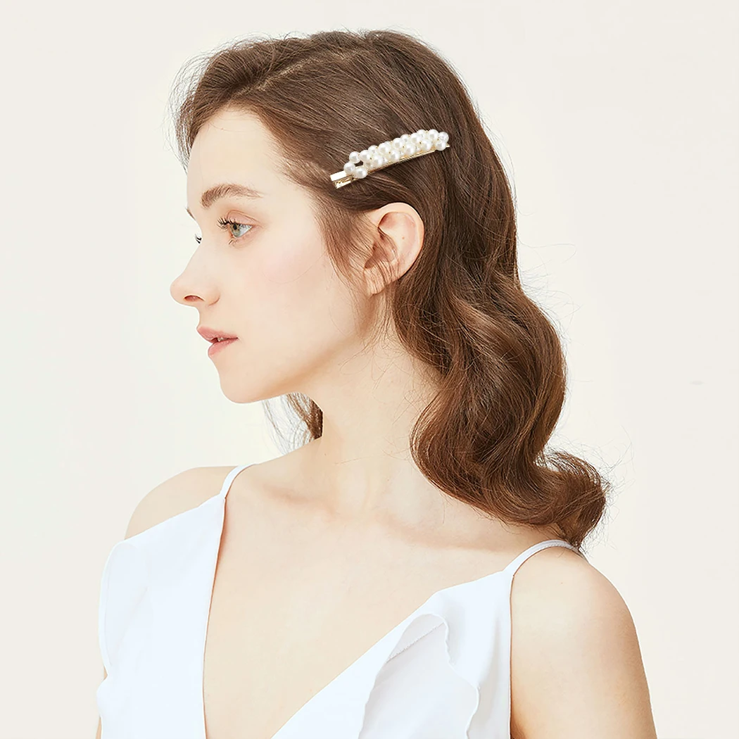2019 New Fashion 2pcs Women Pearl Hair Clip Snap Barrette Stick Hairpin Styling Accessories For Girls |