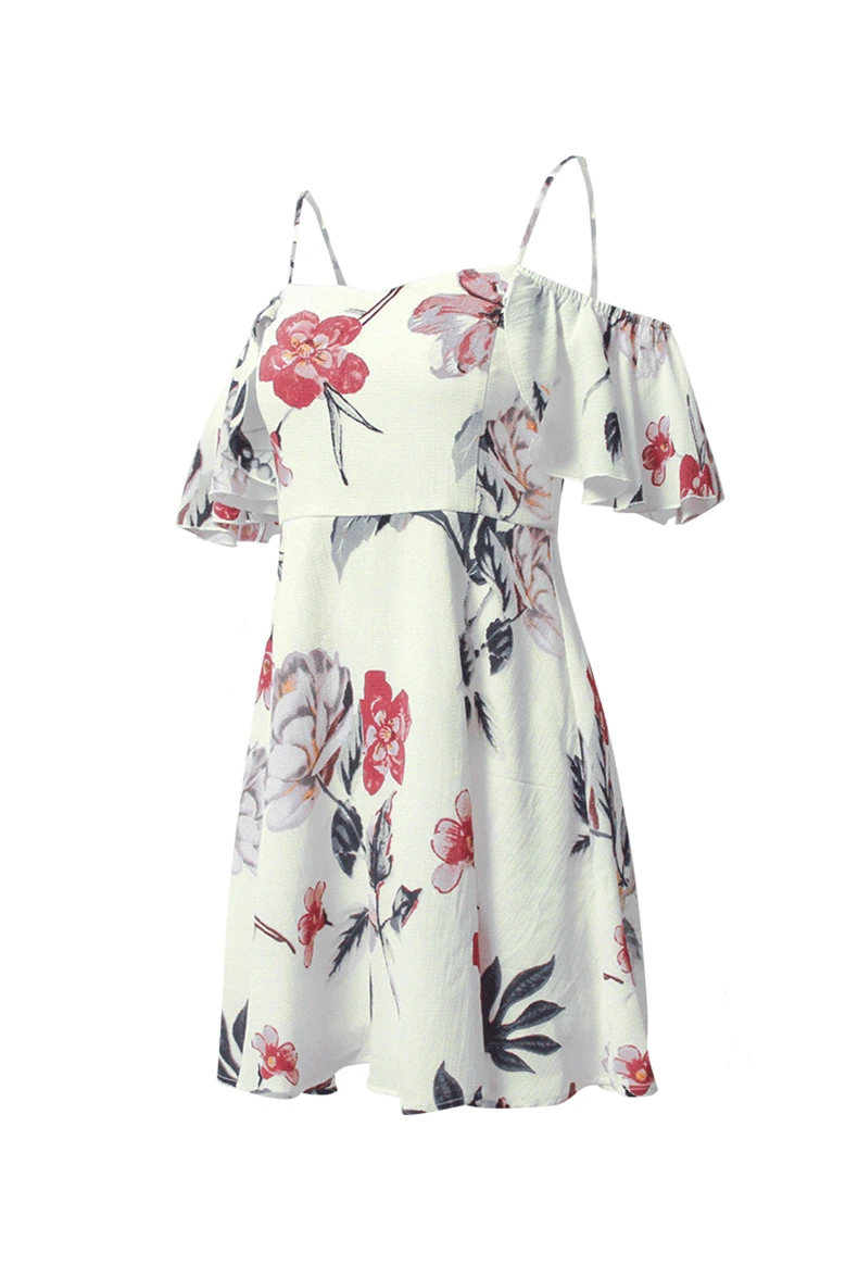 

Flower Print Dress 2019 Sexy & Cute Slash Neck High Waist Women Beach Wear Vestido Fashion Casual Summer Dresses Bohemian S-XL