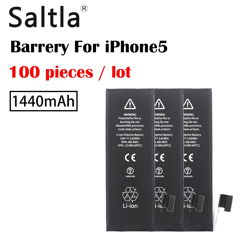 Налога UPS шт./лот 100 оригинальный Saltla батарея для iPhone 5 1440 мАч новый г мобильный