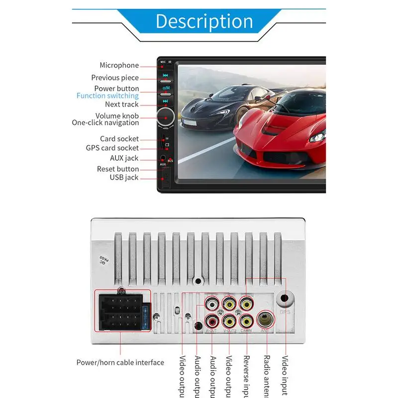 Автомагнитола 2 DIN с 7 дюймовым дисплеем MP5 mp3 плеером Bluetooth и сенсорным