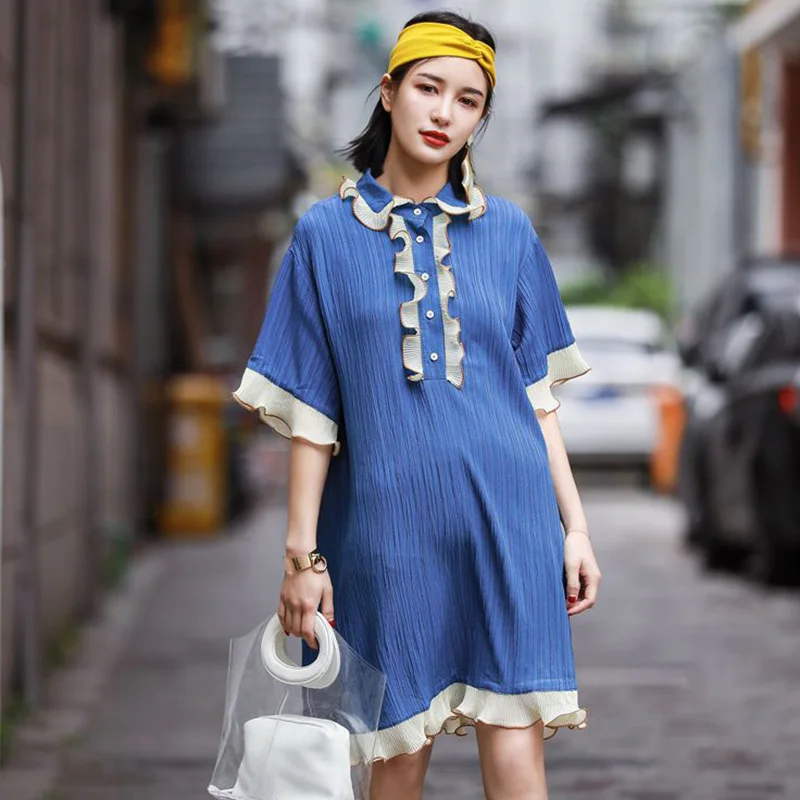 Женское платье с оборками TWOTWINSTYLE свободное Элегантное летнее рукавом летучая