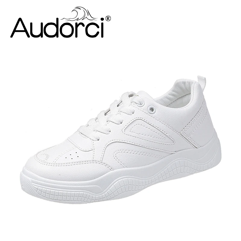 Audorci 2019 Весенняя женская повседневная обувь женские белые дышащие кроссовки для