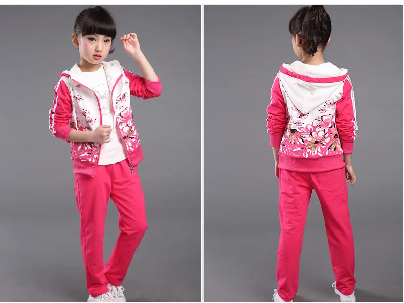 

2020 Spring Autumn teenage girls clothing set zipper sports clothes for girls children tracksuit kids sport suit 4-12T