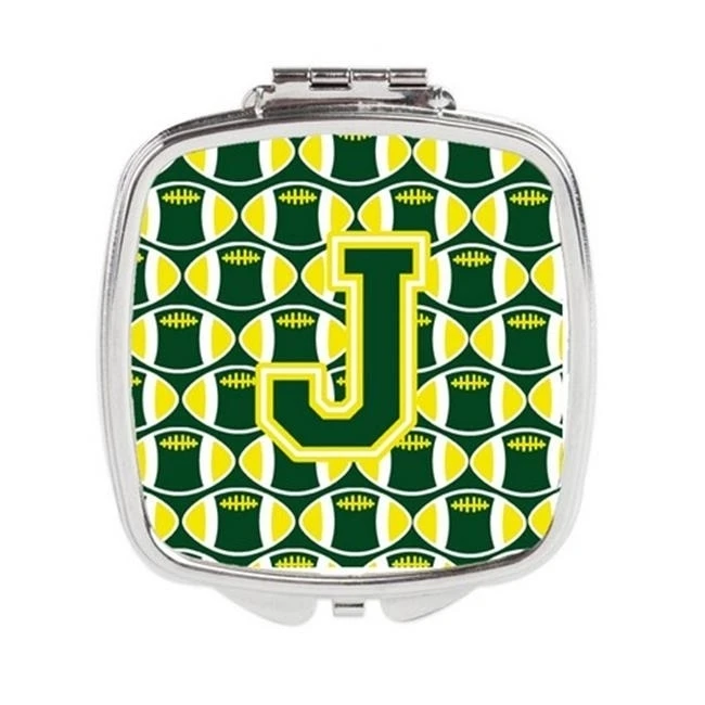 Carolines Treasures CJ1075 JSCM Письмо J Футбол зеленый и желтый компактное зеркало|Зеркала для