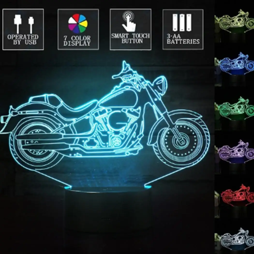 3D мотоцикл Multi Цвет Изменение Дистанционное управление и светодио дный сенсорный