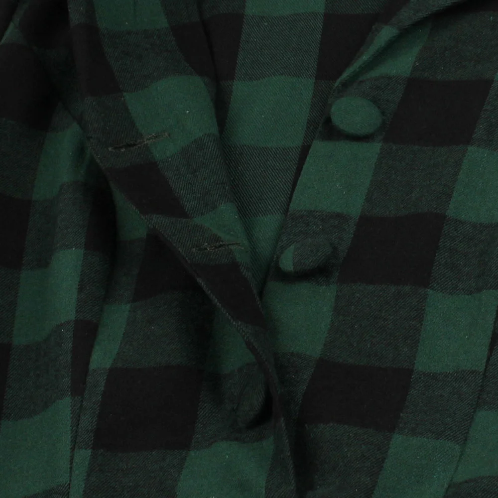 Женское клетчатое платье Kenancy винтажное рокабилли летнее с отворотом коротким рукавом и карманами на