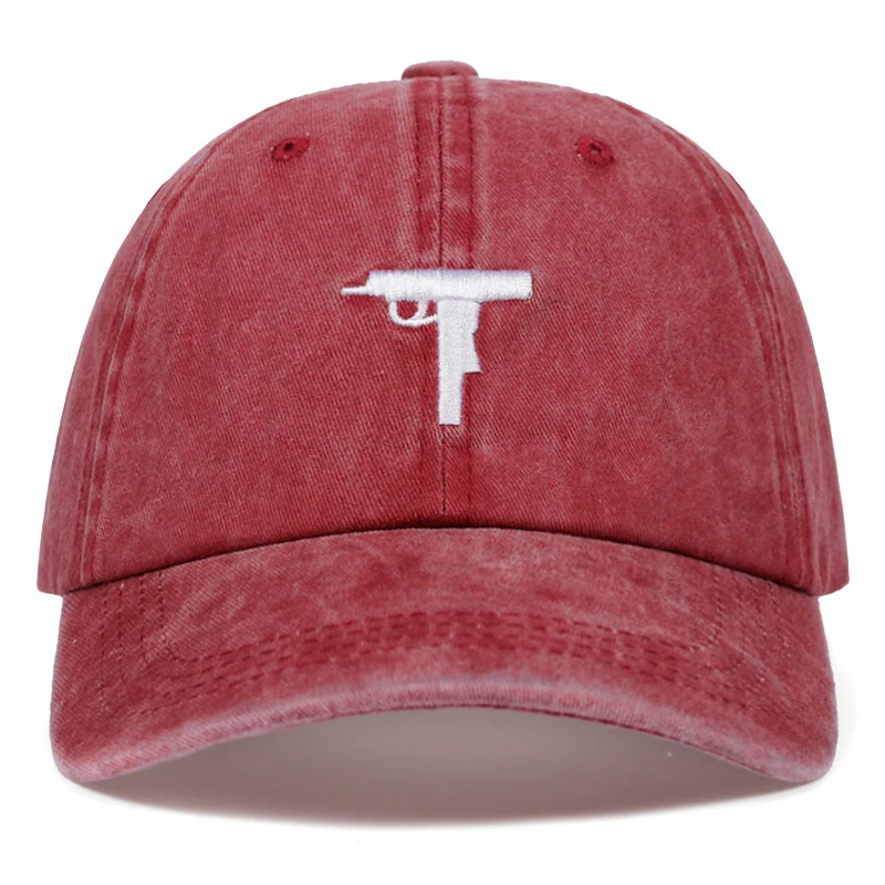 Мужская и женская бейсболка с вышивкой в виде пистолета Повседневная Кепка