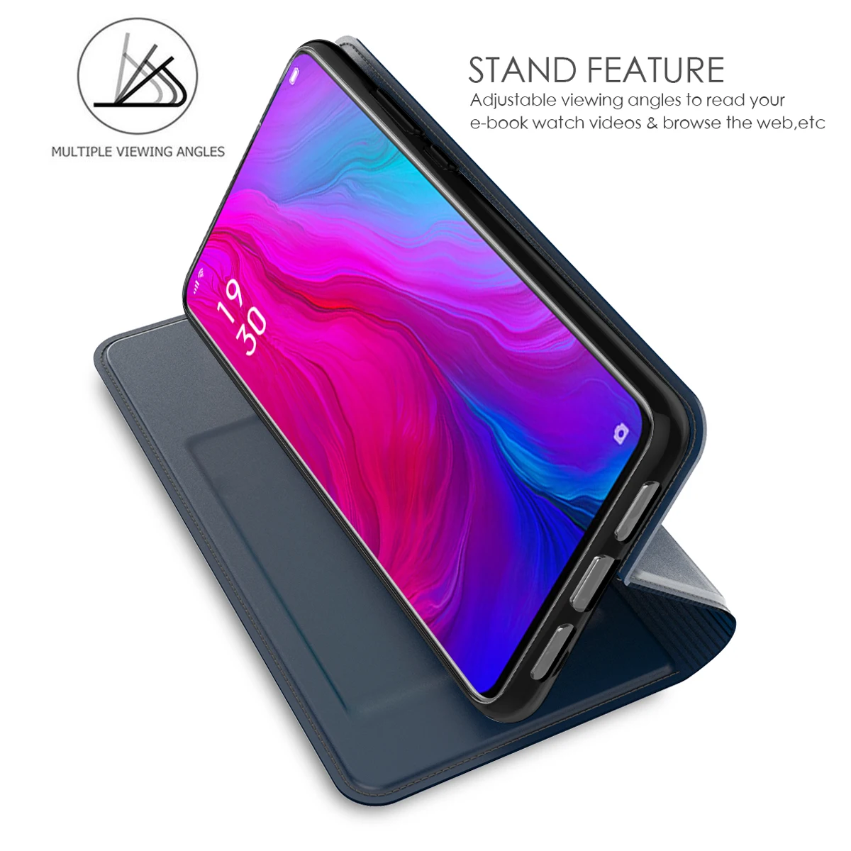 Для Oppo Reno Z чехол из искусственной кожи с откидной подставкой Магнитный