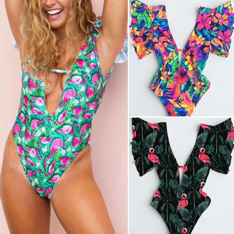 Женский купальник бикини Misswim монокини с v образным вырезом и оборками пляжная