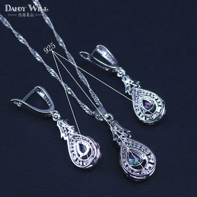 Mystic Rainbow Fire Cubic Zirconia Costume Jewelry Sets Decorations for women Earrings/Pendant/Necklace/Ring | Украшения и