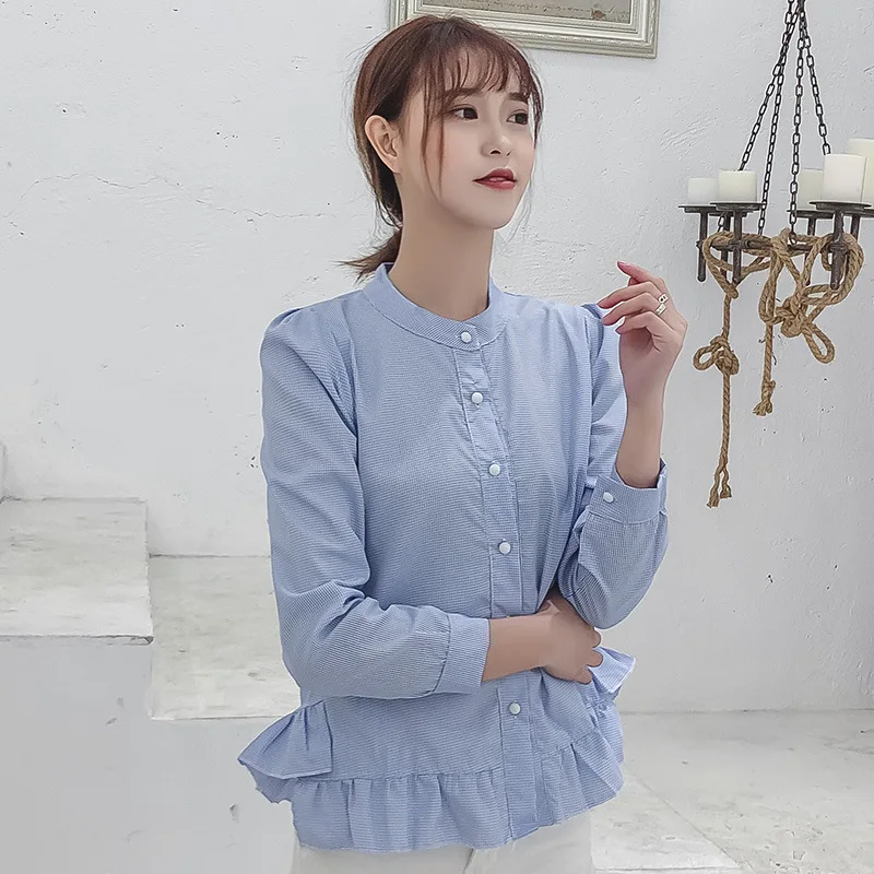 Womens Long Sleeve Ruffle Plaid Shirts 2019 Fashion Cute Tops And Blouses Plus Size Ladies Top Clothes Loose Blusas Feminine | Женская