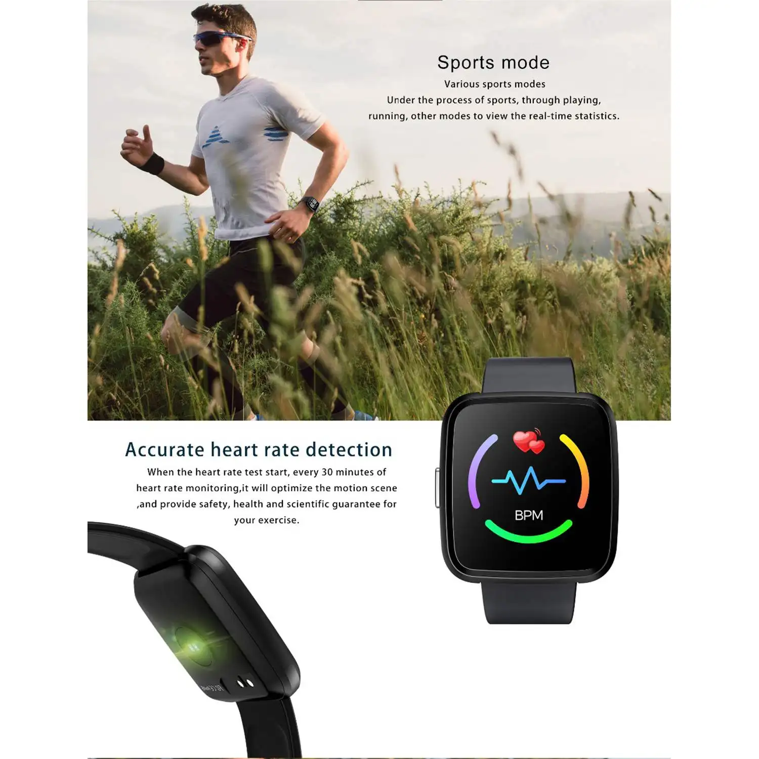 OPQ Smartwatch Y7 монитор сердечного ритма и артериального давления Bt4.0