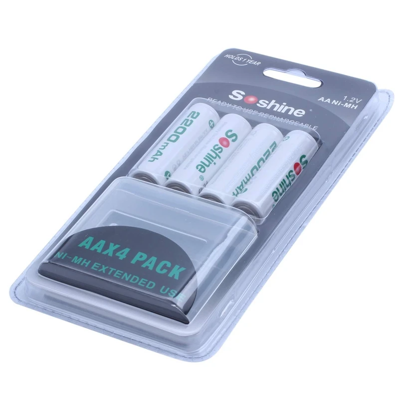 Soshine 4 шт. AA перезаряжаемый Ni-MH 1 2 V Низкий саморазряд прочный 2200mah аккумулятор с