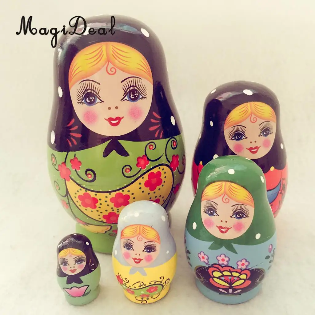 MagiDeal милый 5 шт./компл./комплект нарисованные девушки деревянные русские