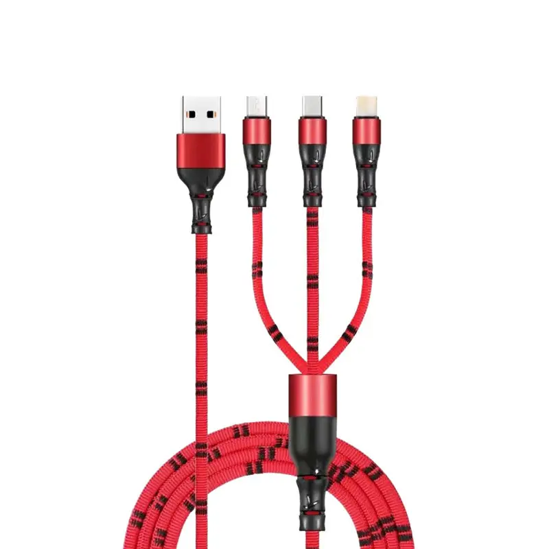 3 в 1 телефон кабели для Iphone микро Тип C Usb кабель 2.8A 2 м кулирный Гладкий Плетеный