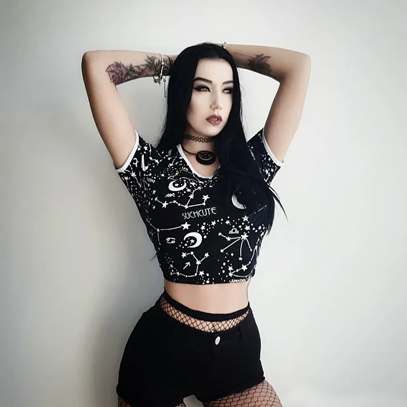 CHRLEISURE Для женщин сетчатые Топы Harajuku футболка для летние шорты с длинными