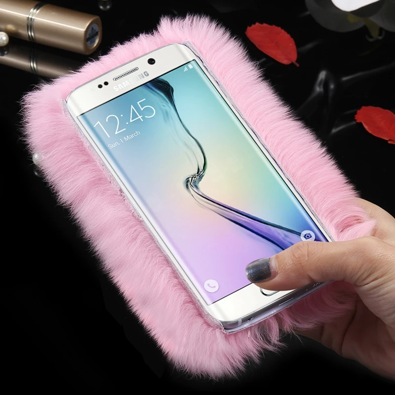KISSCAS Phone Case For S6 Egde Plus Fashion Rabbit Skin Samsung Galaxy Edge Diamond Back Cover | Мобильные телефоны и