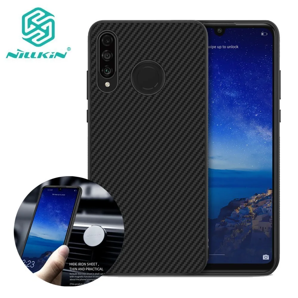 Huawei P30 Lite облегченная Чехол Nillkin Synthetic fiber углеродного волокна PP щит задняя крышка для huawei Nova 4e Магнитная ультра тонкий