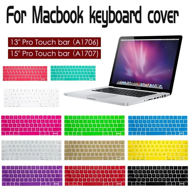 Цветная силиконовая защитная крышка для клавиатуры Macbook 13 &quot15&quot Pro touch bar A1706 A1707