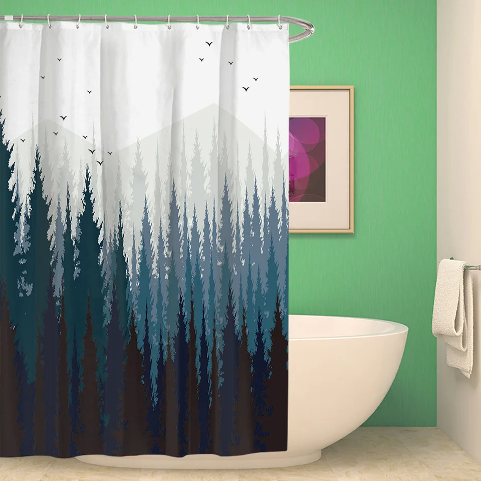Горный диапазон джунгли водонепроницаемый перегородка занавеска для ванной из