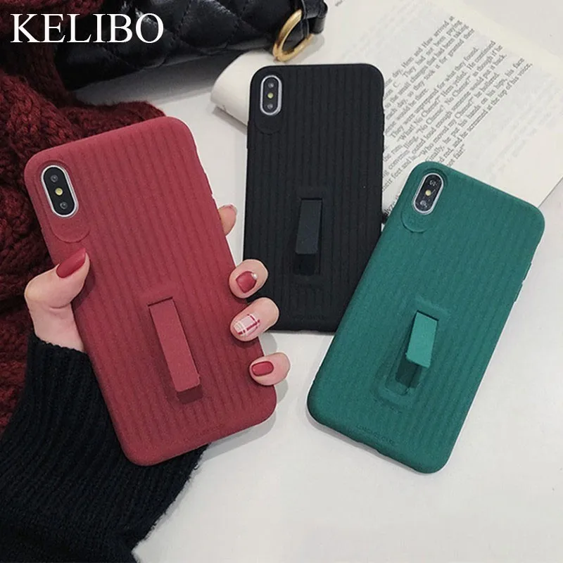 For iphone 6s 6 7 8 Plus XS MAX XR Fashion Trunk Soft Matte Phone Cases X 11 Case Hide Stand Holder Back Cover Capa |