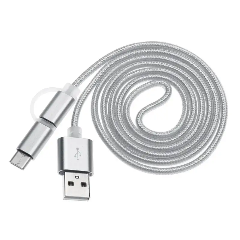 2 в 1 нейлоновый Плетеный Micro USB порт + type-C зарядный кабель для передачи данных |