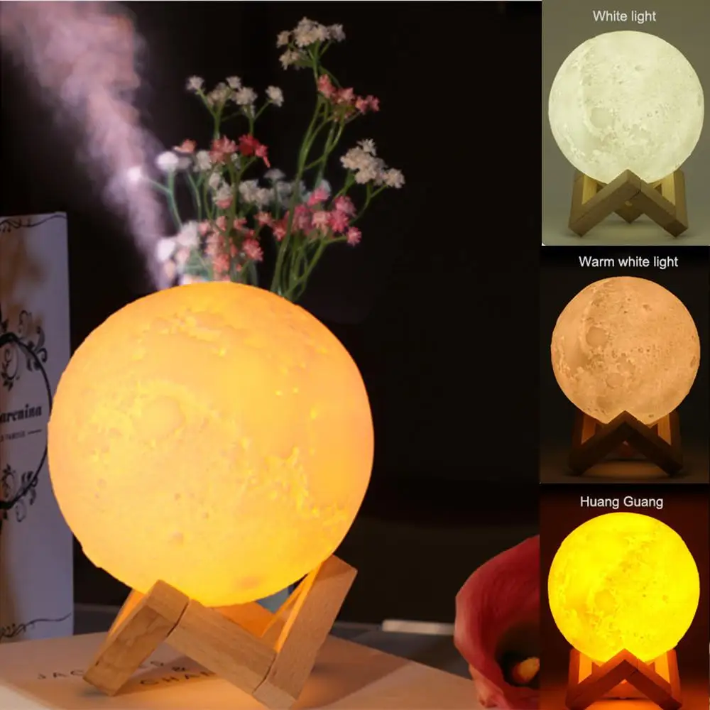 Фото Creative 880ML Air Ultrasonic Humidifier 3D Moon Lamp Light USB Charging LED Night Aroma Essential Oil Diffuser for Home Лампы и Creative 880ML Air Ultrasonic Humidifier 3D Moon Lamp Light USB Charging LED Night Aroma Essential Oil Diffuser for Home Лампы и