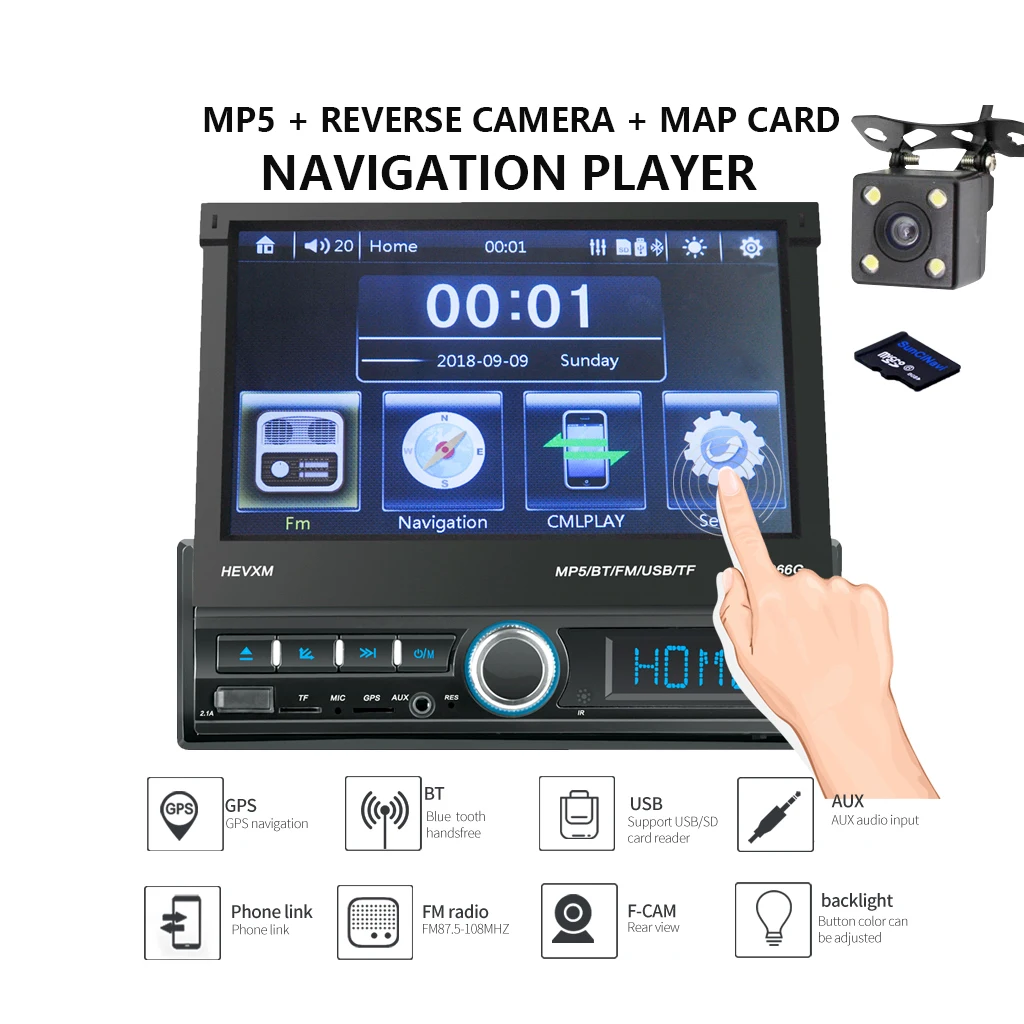 2.1A Быстрая зарядка Bluetooth Автомобильный термоусадочный экран GPS навигация MP5