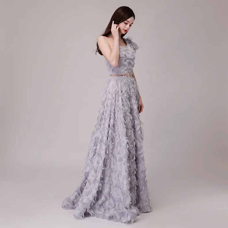 Женское вечернее платье Vivian's Bridal 3d Кружевная аппликация на одно плечо с