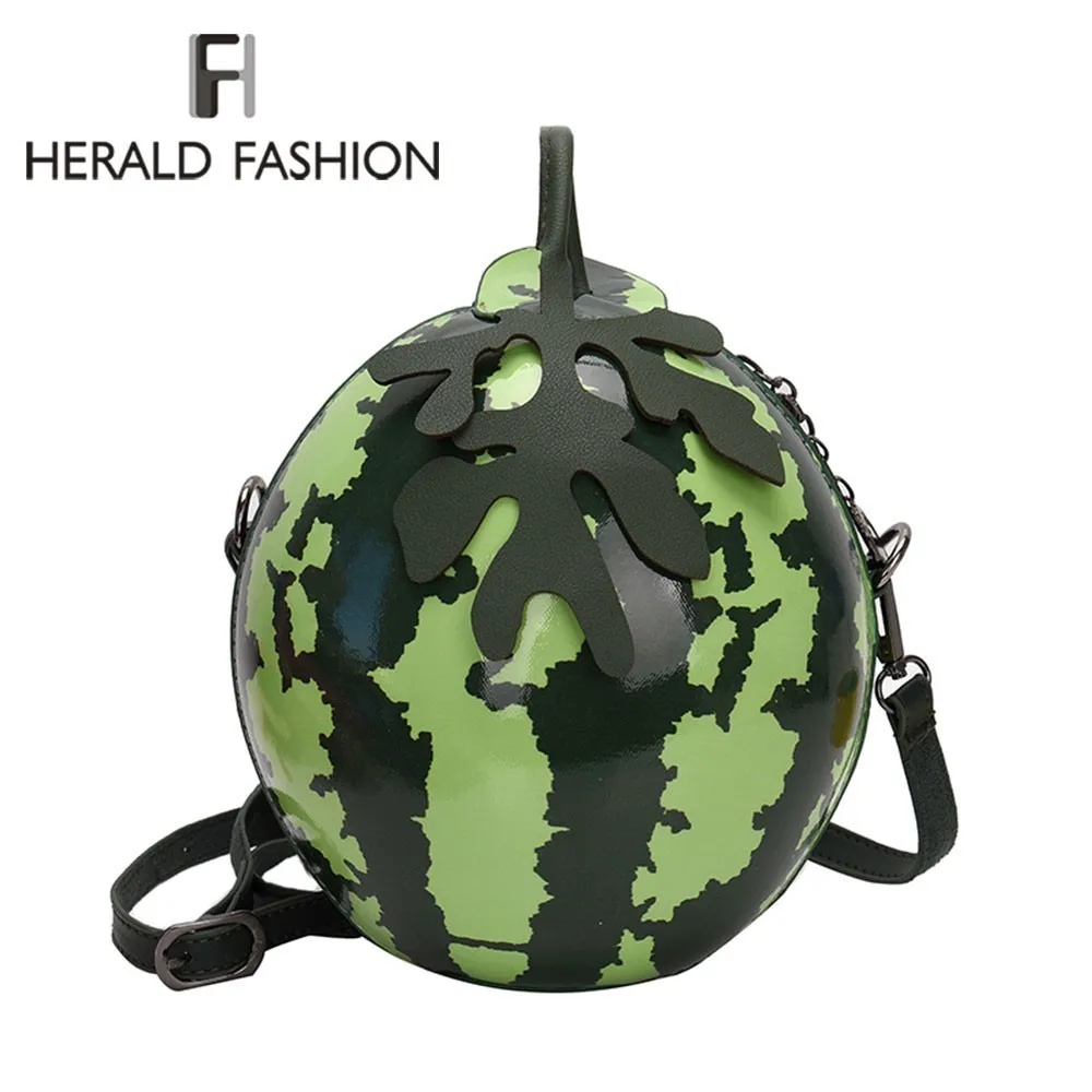 Herald Fashion Маленькая женская сумка мессенджер в форме арбуза качественная кожаная