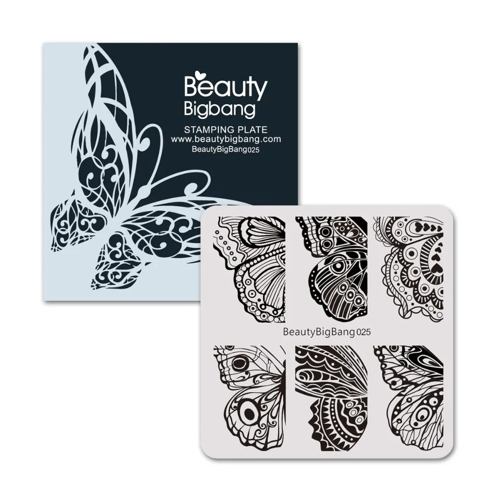 Трафареты BeautyBigBang для стемпинга ногтей 6 х6 см|Шаблоны дизайна ногтей| |