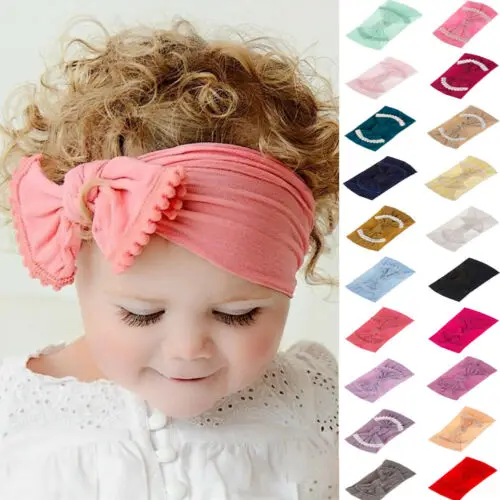 PUDCOCO Soft Baby Girls Kids Toddler Bow Hairband Headband Turban Big Knot Head-Wrap Headwear | Детская одежда и обувь