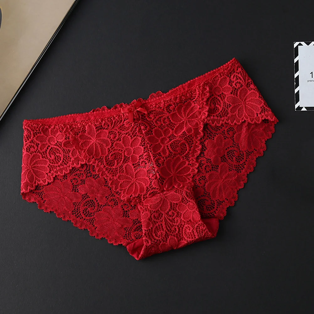 Women Sexy Elastic Floral Low Rise Lace Panties Charming Skinny Underwear Lingerie Soft Transparent Hollowed Out Lady Brief | Женская
