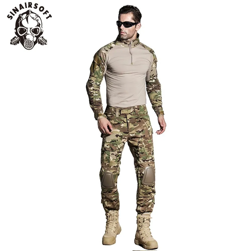 SINAIRSOFT тактические G3 BDU камуфляжные Боевые Женские брюки рубашки с наколенниками