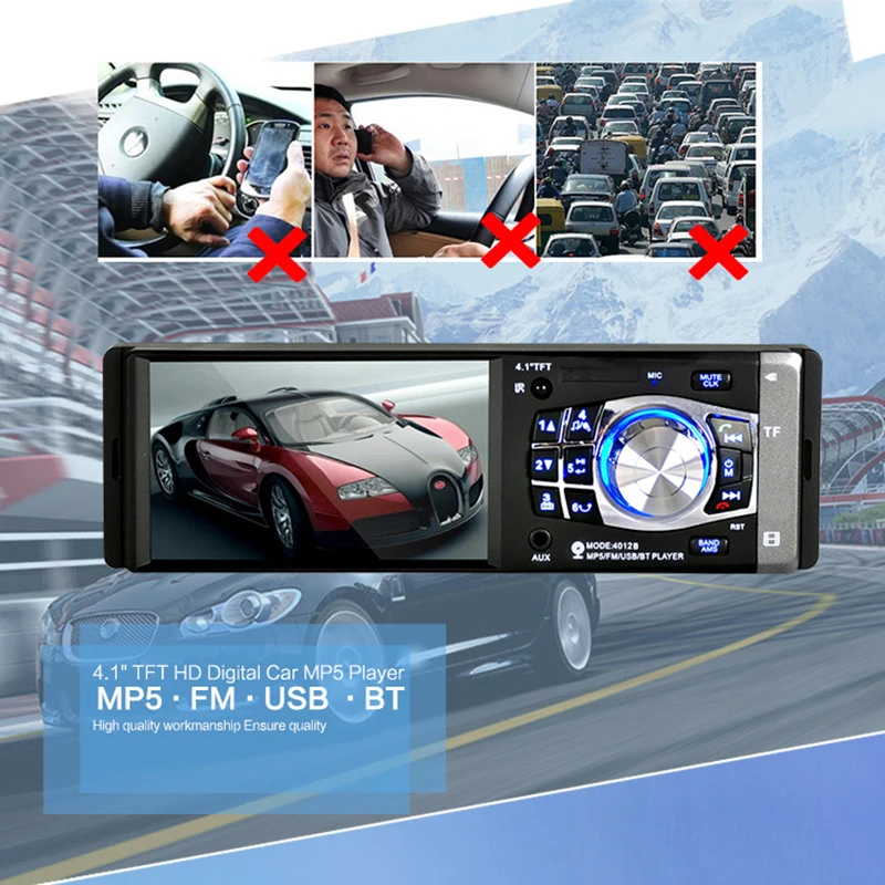 Автомагнитола VehiGo 1 Din 4 дюйма Bluetooth поддержка камеры заднего вида USB рулевое