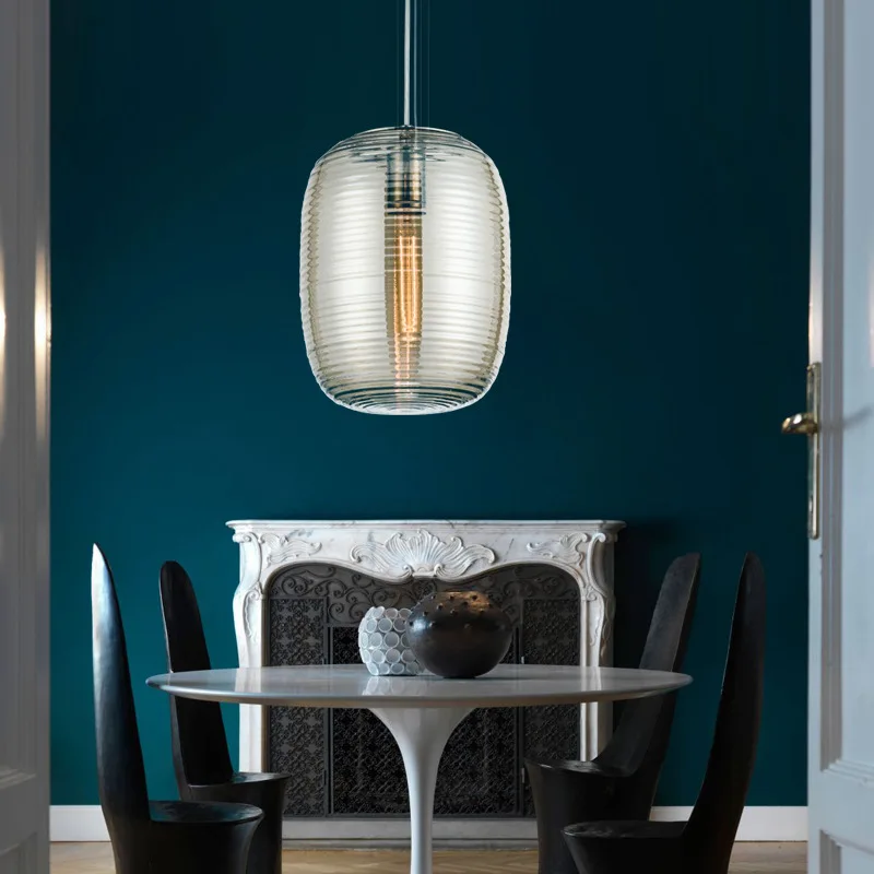 

Роскошная Скандинавская постмодернистская Люстра для ресторана, длинная стеклянная лампа для спальни, бара, дизайнерские лампы в скандина...
