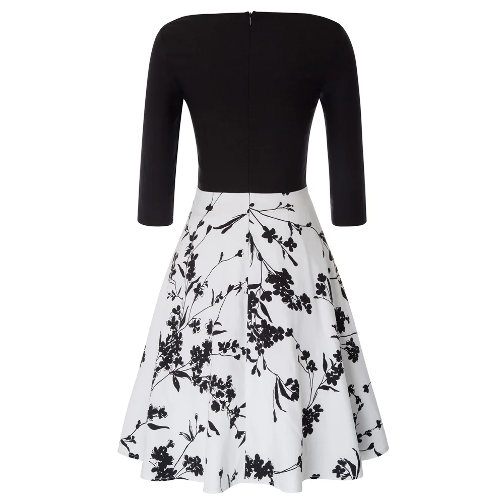 Belle Poque Ретро Винтаж 50s 60s 3/4 рукав цветочные Pinup Коктейльные Вечерние