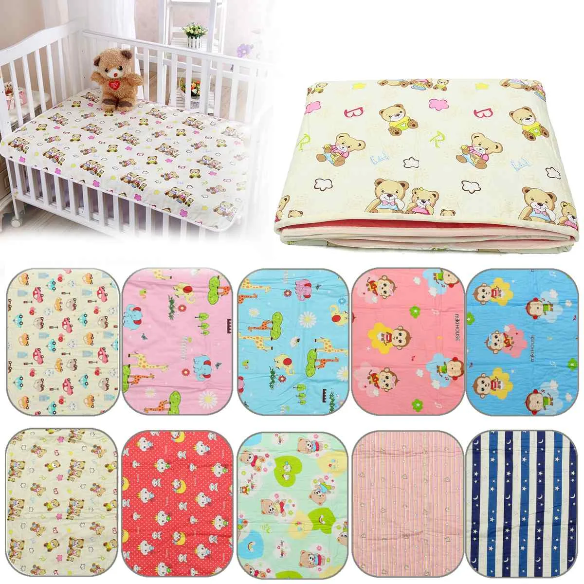 

Baby Adult Infant Diaper Nappy Urine Mat Kid Waterproof Bedding Pad Mattress 80x120cm 10 Types Cotton+Polyester Home Textile
