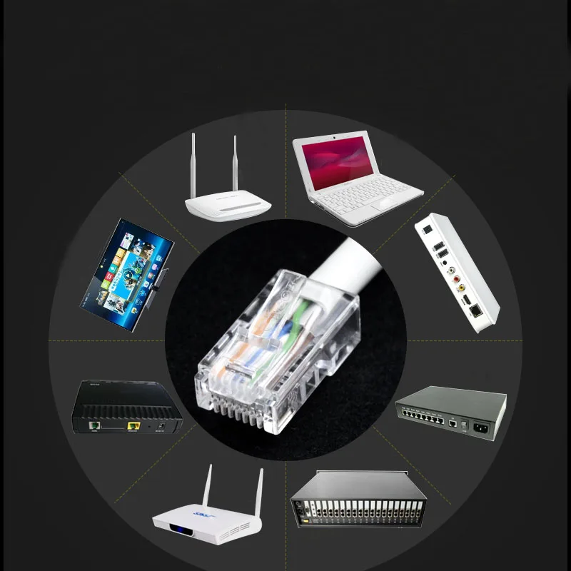 500 шт./лот Позолоченные RJ45 чистая сетевых кабелей модульный разъем Cat5 CAT5e |
