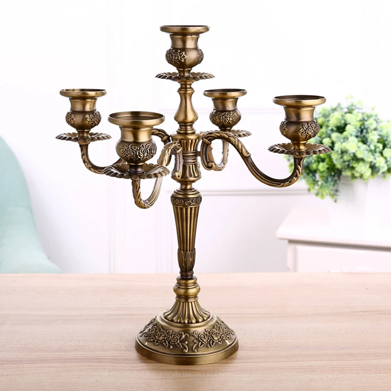 

5-branch 3-branch bronze gold metal candelabra candelabrum candle stand holder candlesticks for home wedding decoration 2028M