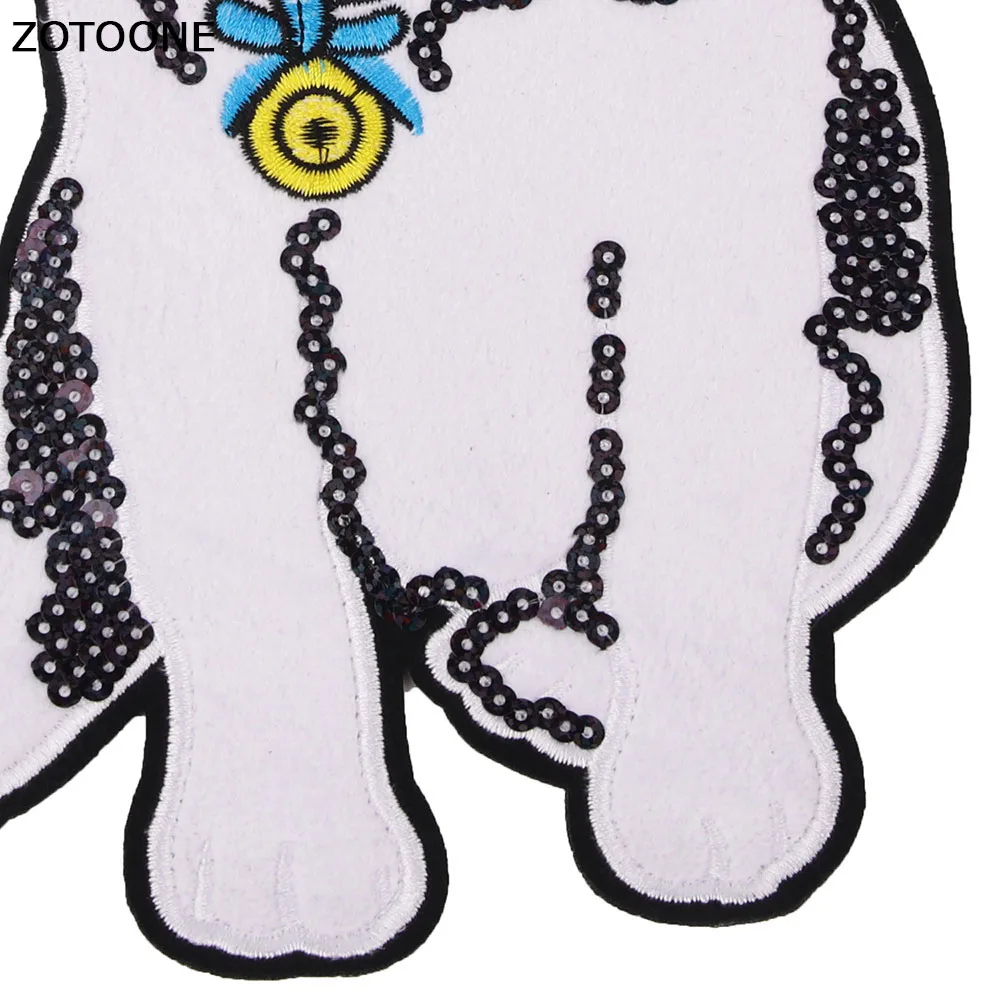 ZOTOONE LOVE White Dog Patches Cartoon Embroidery Sequin Patch for Clothing Sew on DIY Decoration Clothes Sticker Applique Badge | Дом и сад