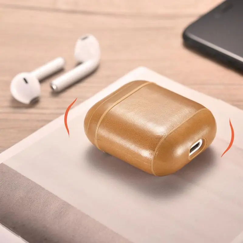 2019 натуральная кожа чехол для гарнитуры защитный AirPods зарядки новый