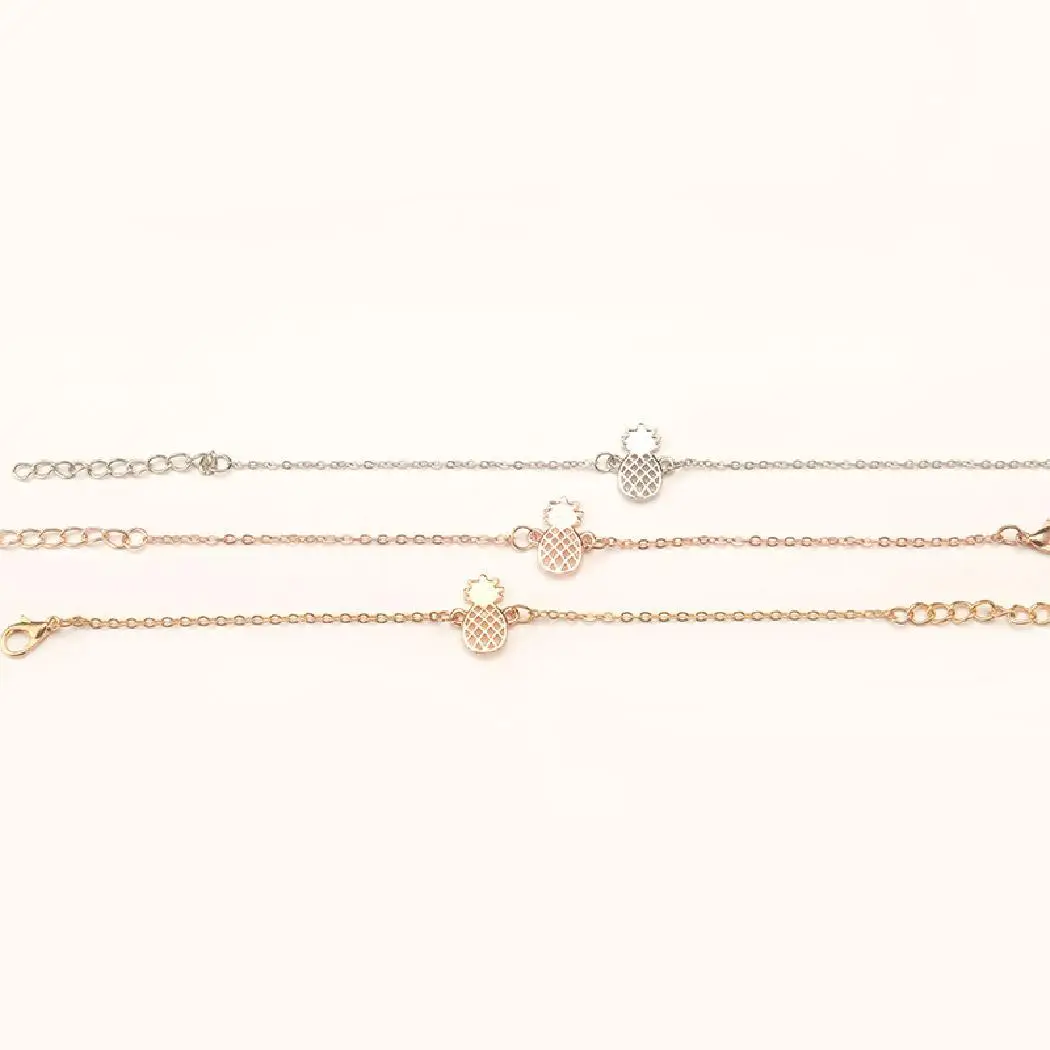 Adjustable Simple Chain Rose 5g Gold Alloy Women Buckle 2 Pineapple Bracelet Lobster Silver Shaped Casual Link | Украшения и